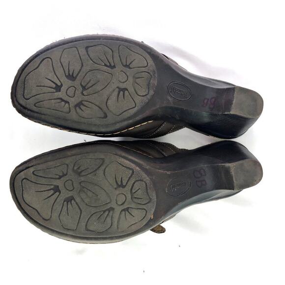 Bjorndal Brown Leather Kendall 136181 Slip On Clog Mule Wedge Shoe 9.5 Durable - Picture 8 of 9